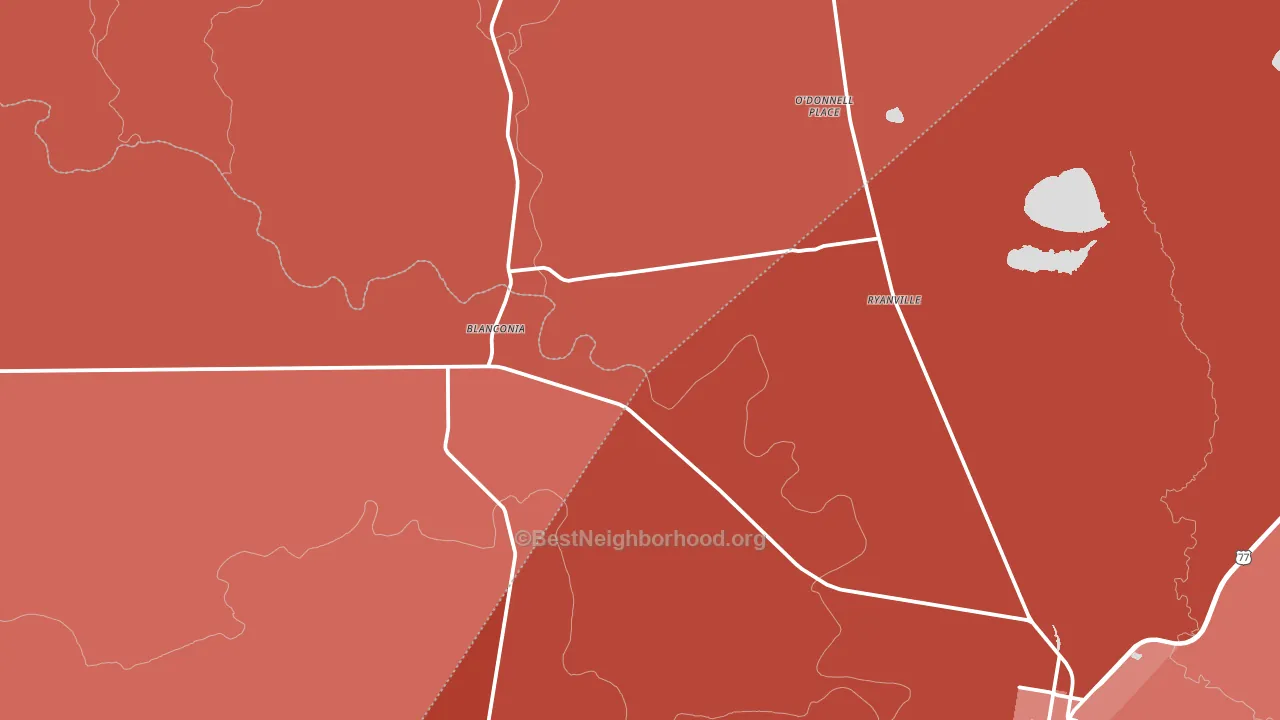 Blanconia, TX block-group political-lean map