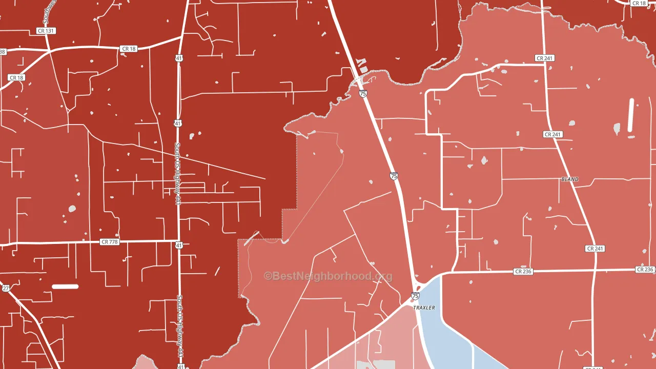 Bland, FL block-group political-lean map