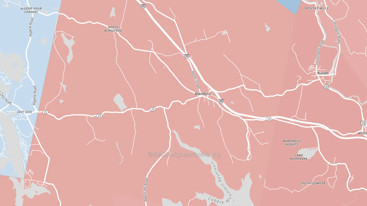 Blandford, MA block-group political-lean map