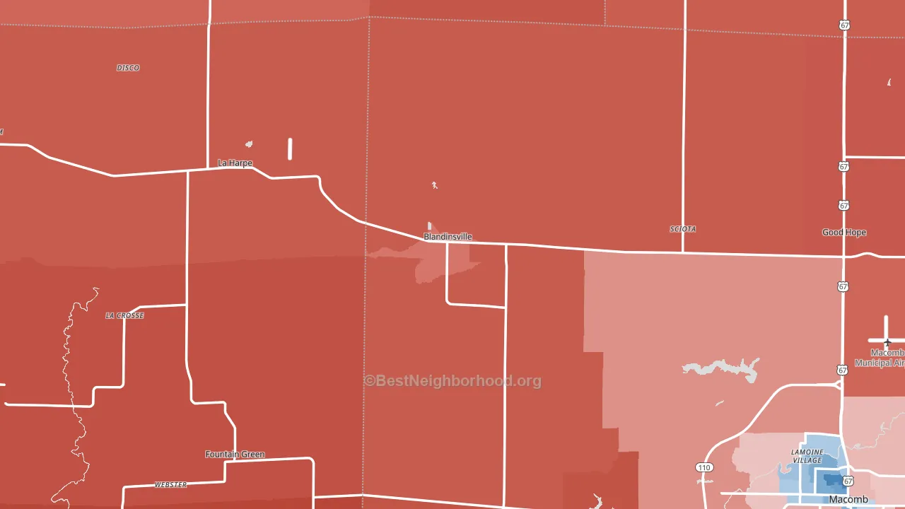 Blandinsville, IL block-group political-lean map