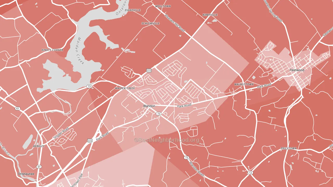 Blandon, PA block-group political-lean map