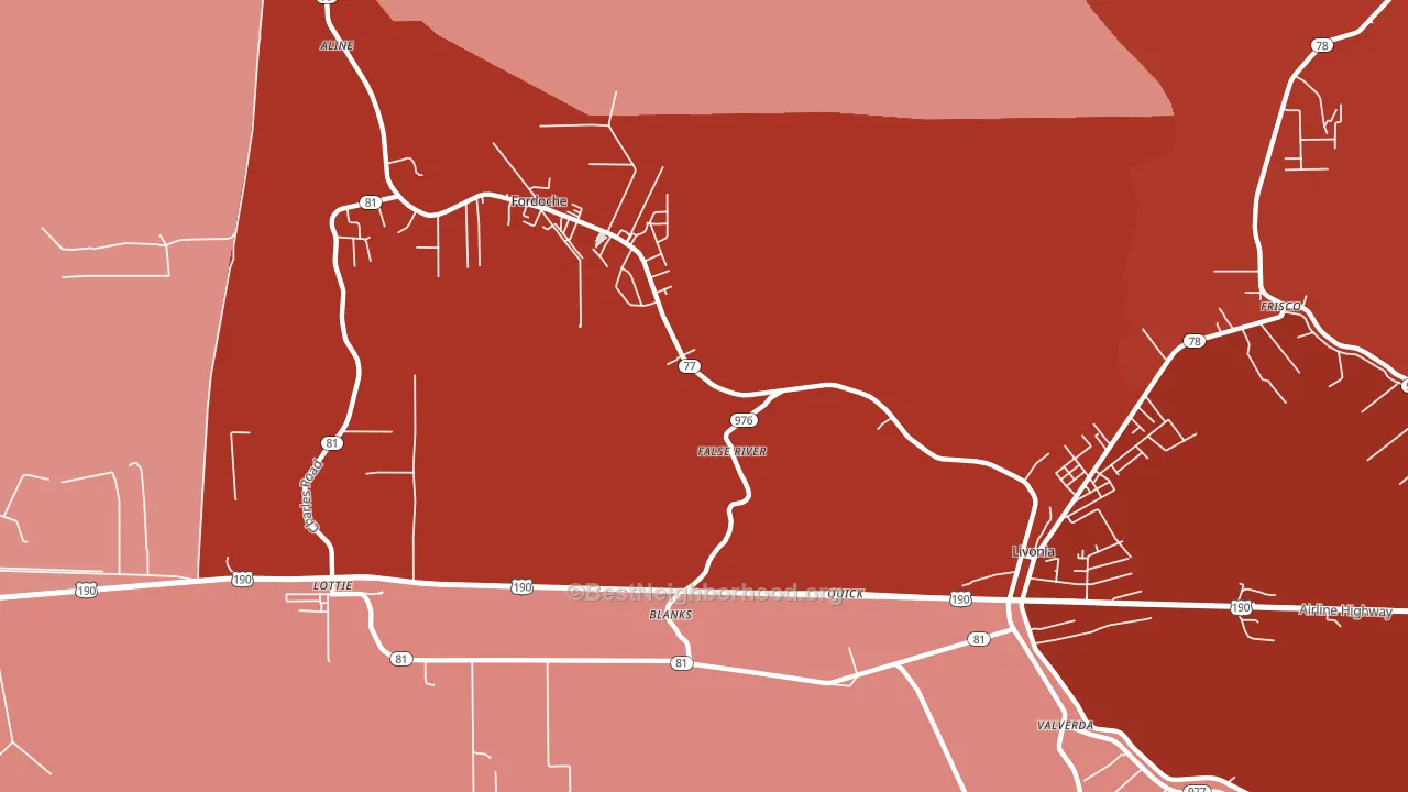 Blanks, LA block-group political-lean map