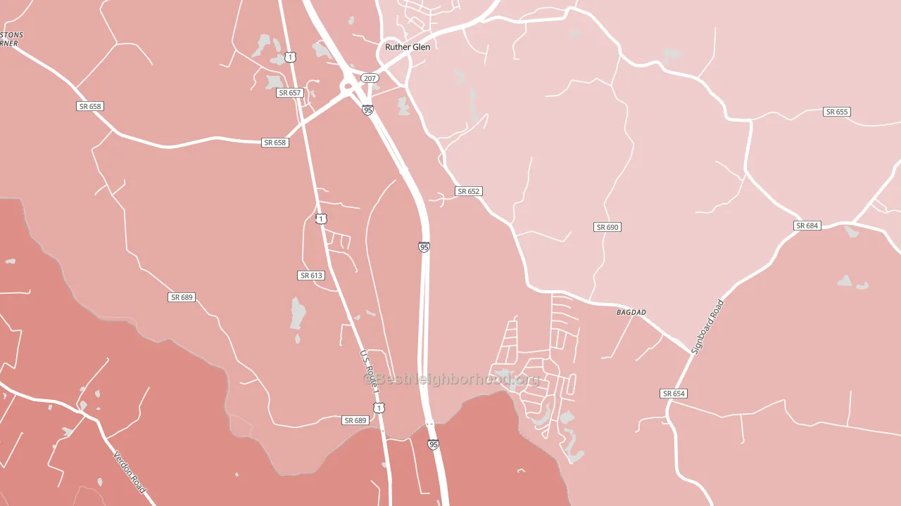 Blantons, VA block-group political-lean map