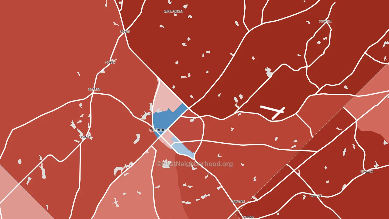 Bleckley County, GA block-group political-lean map