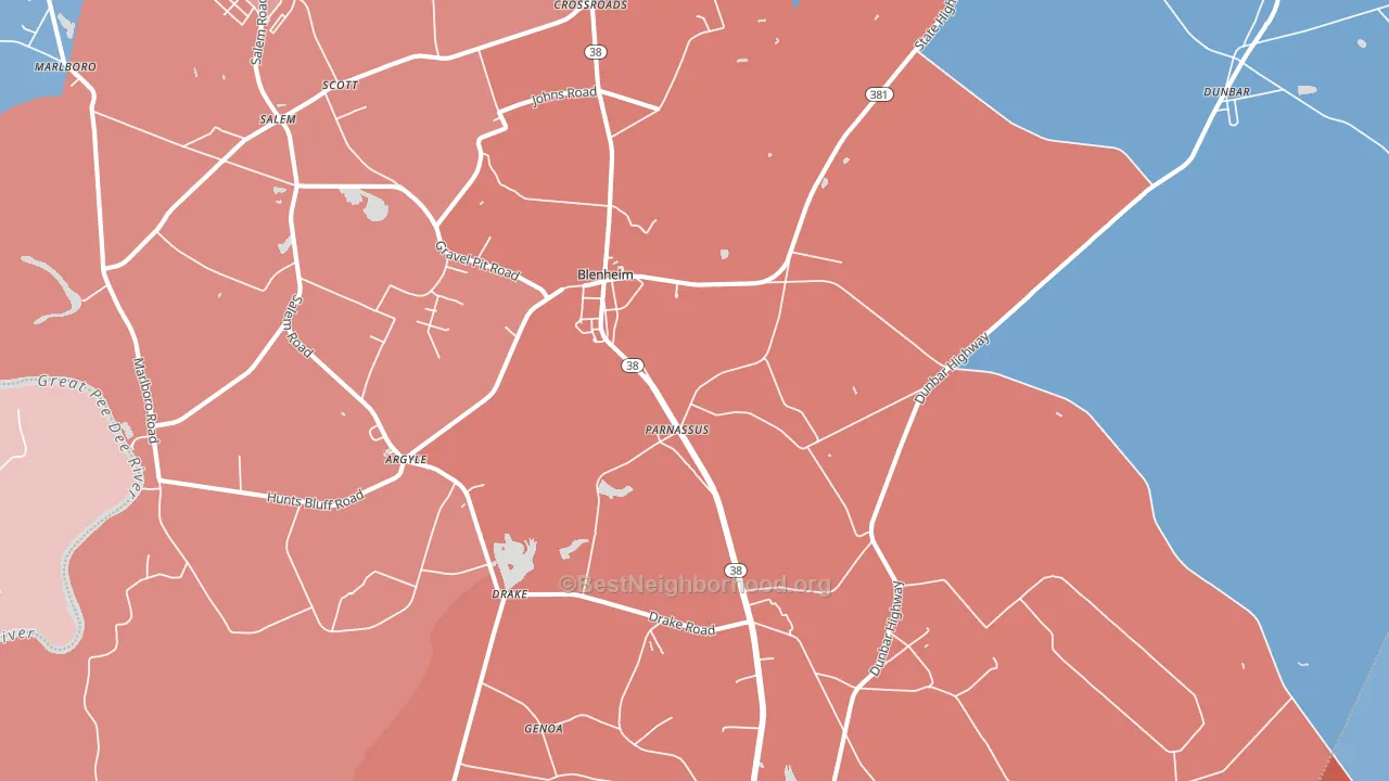Blenheim, SC block-group political-lean map