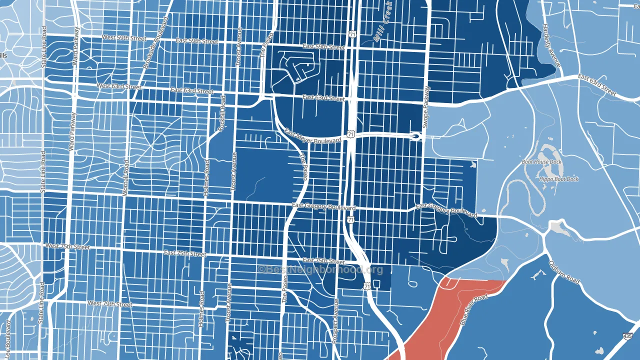 Blenheim Square, Kansas City, MO block-group political-lean map