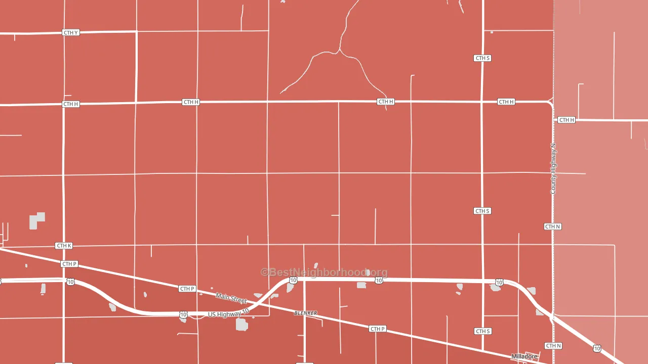 Blenker, WI block-group political-lean map
