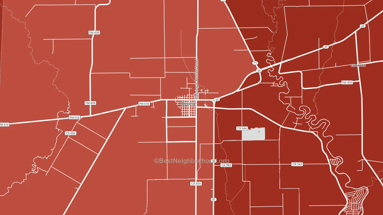 Blessing, TX block-group political-lean map