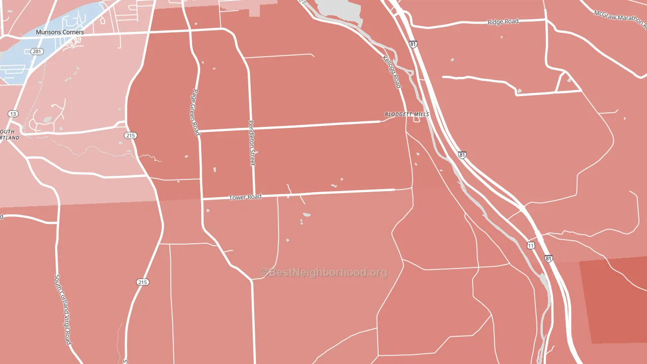 Blodgett Mills, NY block-group political-lean map