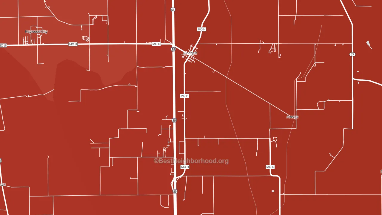 Blodgett, MO block-group political-lean map