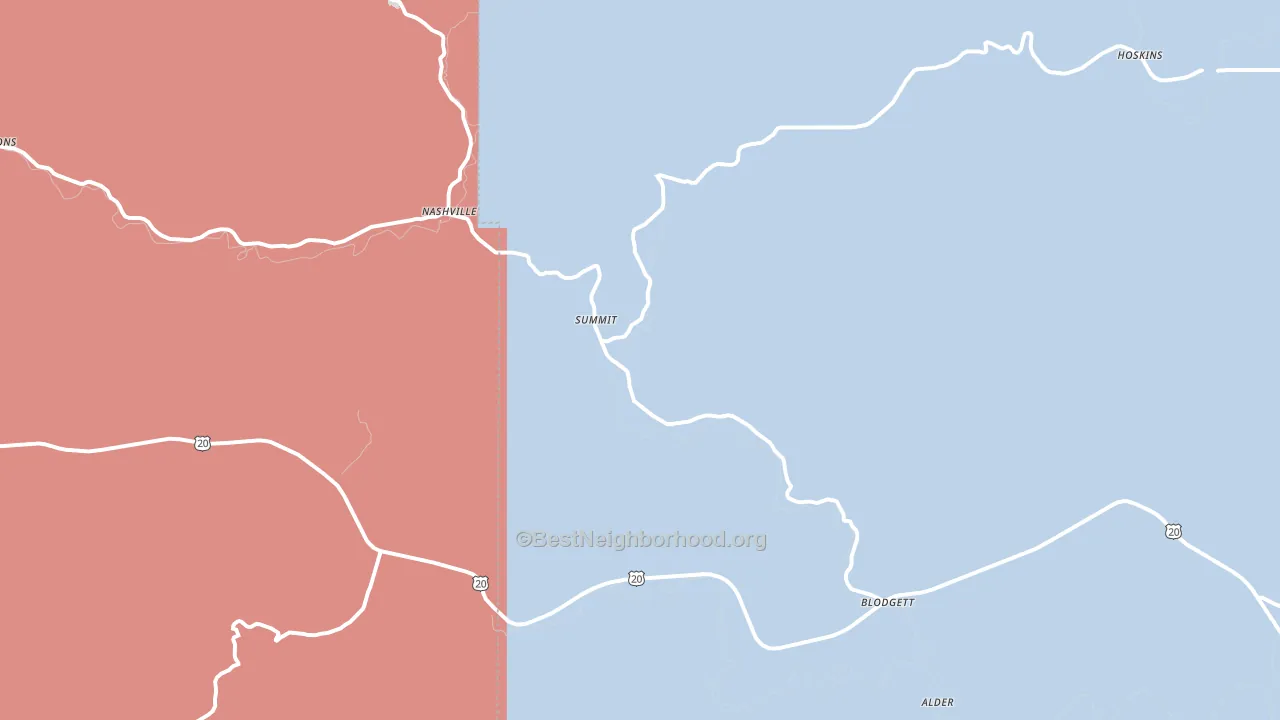 Blodgett, OR block-group political-lean map