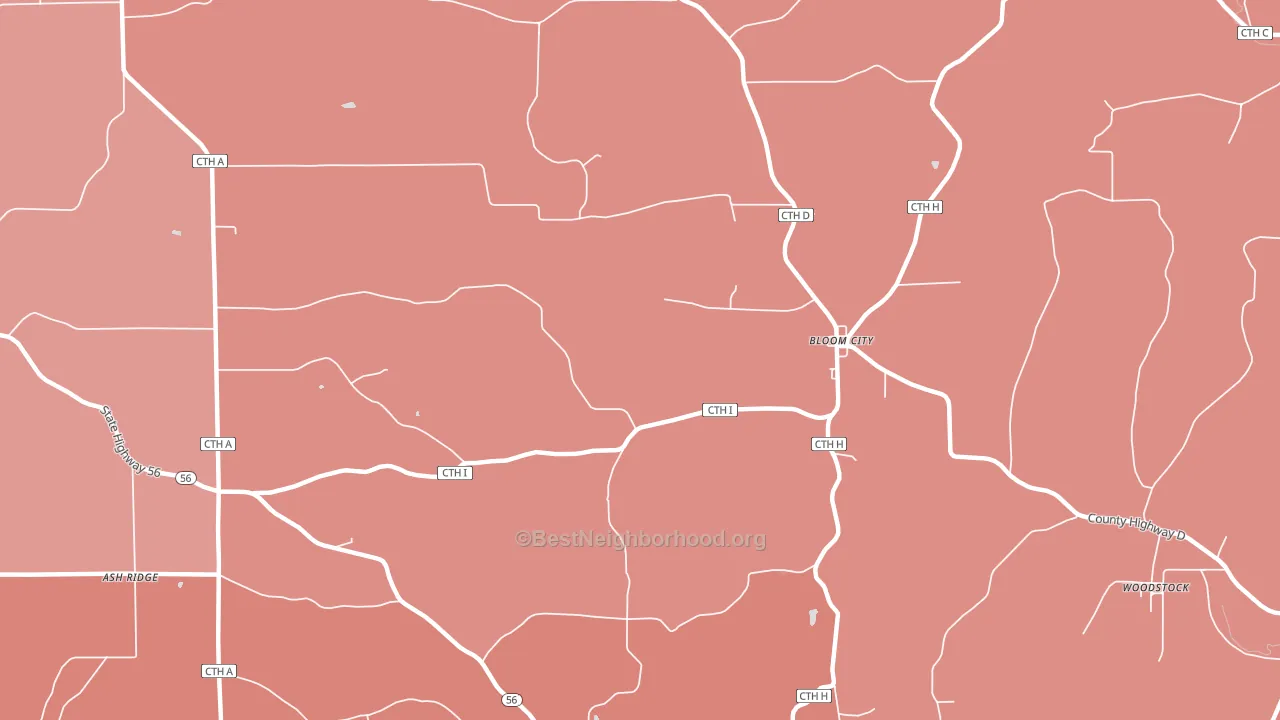 Bloom City, WI block-group political-lean map