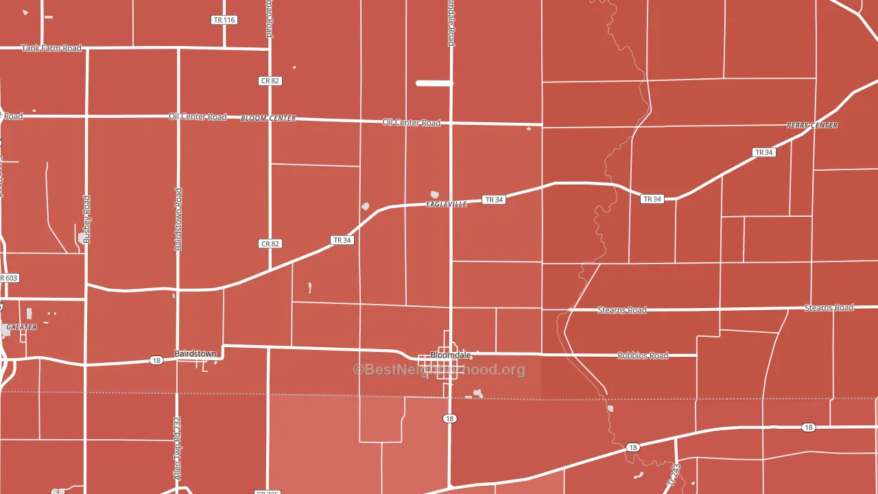 Bloomdale, OH block-group political-lean map