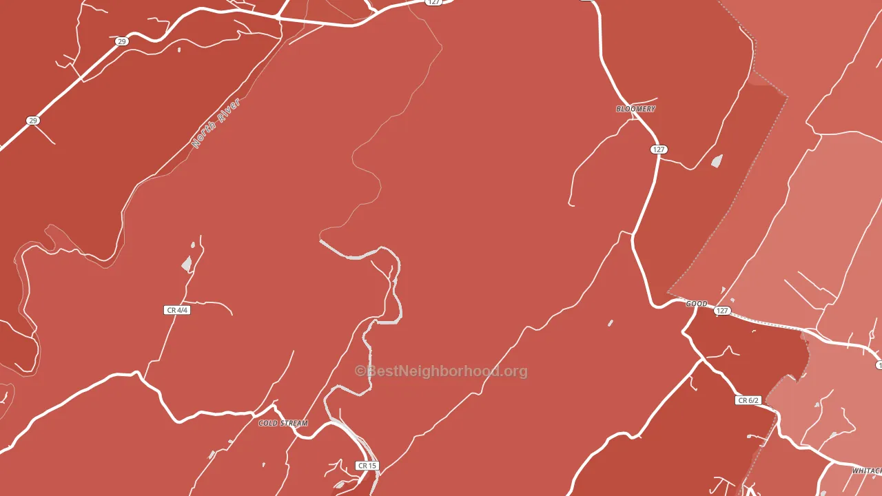 Bloomery, WV block-group political-lean map