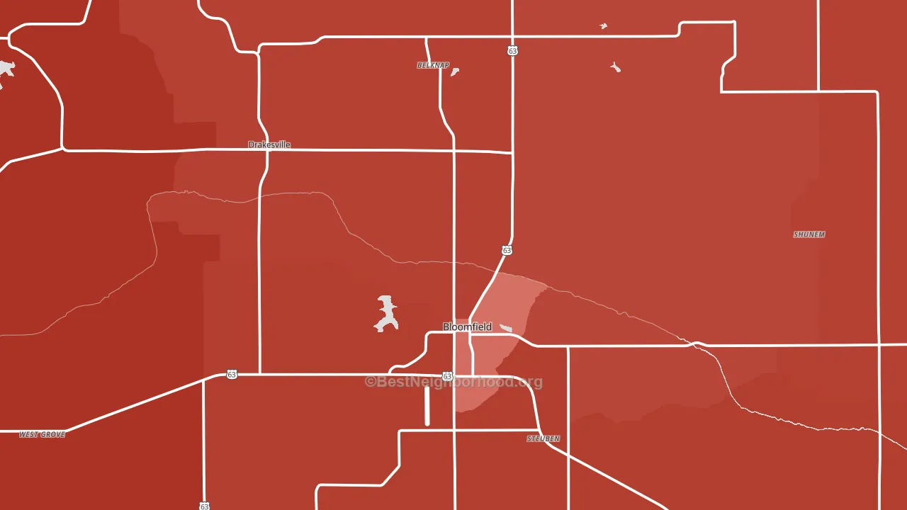 Bloomfield, IA block-group political-lean map