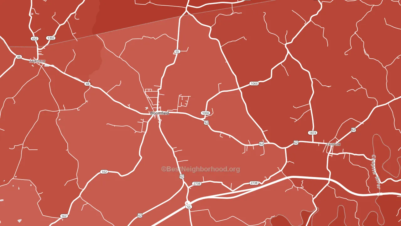 Bloomfield, KY block-group political-lean map