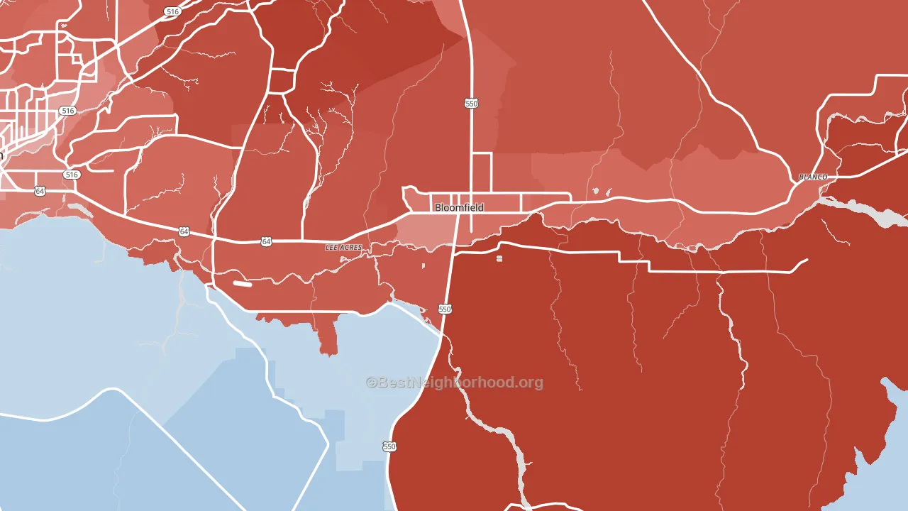 Bloomfield, NM block-group political-lean map