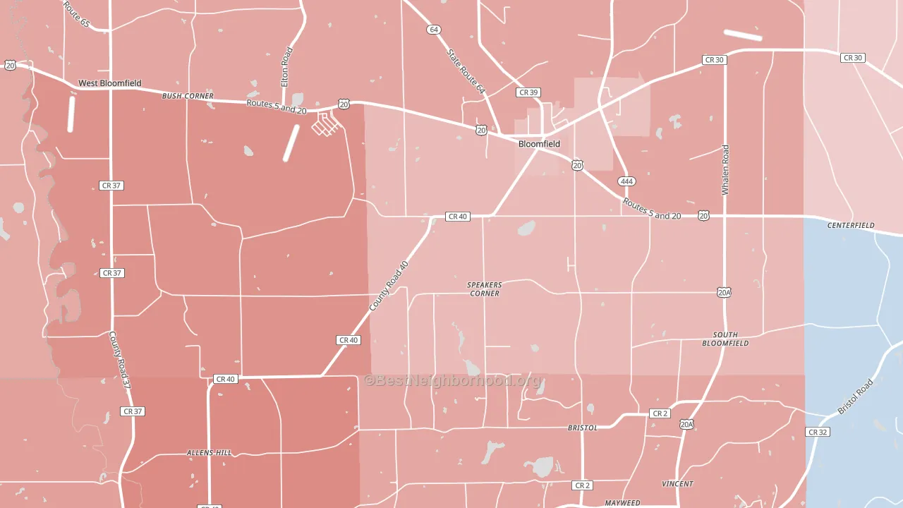 Bloomfield, NY block-group political-lean map