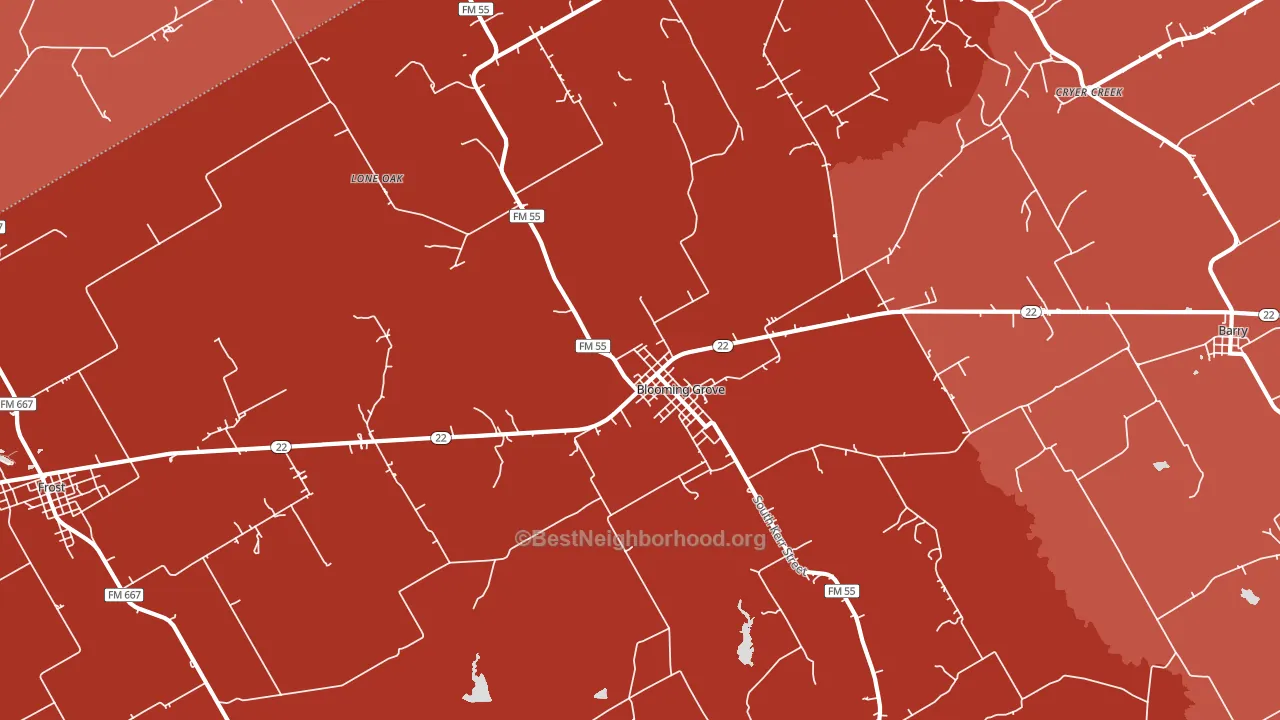 Blooming Grove, TX block-group political-lean map