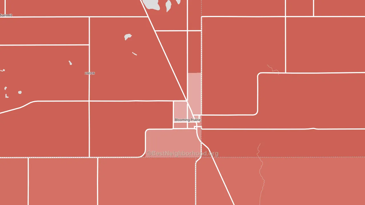 Blooming Prairie, MN block-group political-lean map