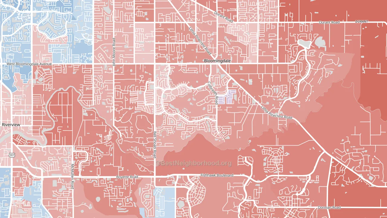 Bloomingdale, FL block-group political-lean map
