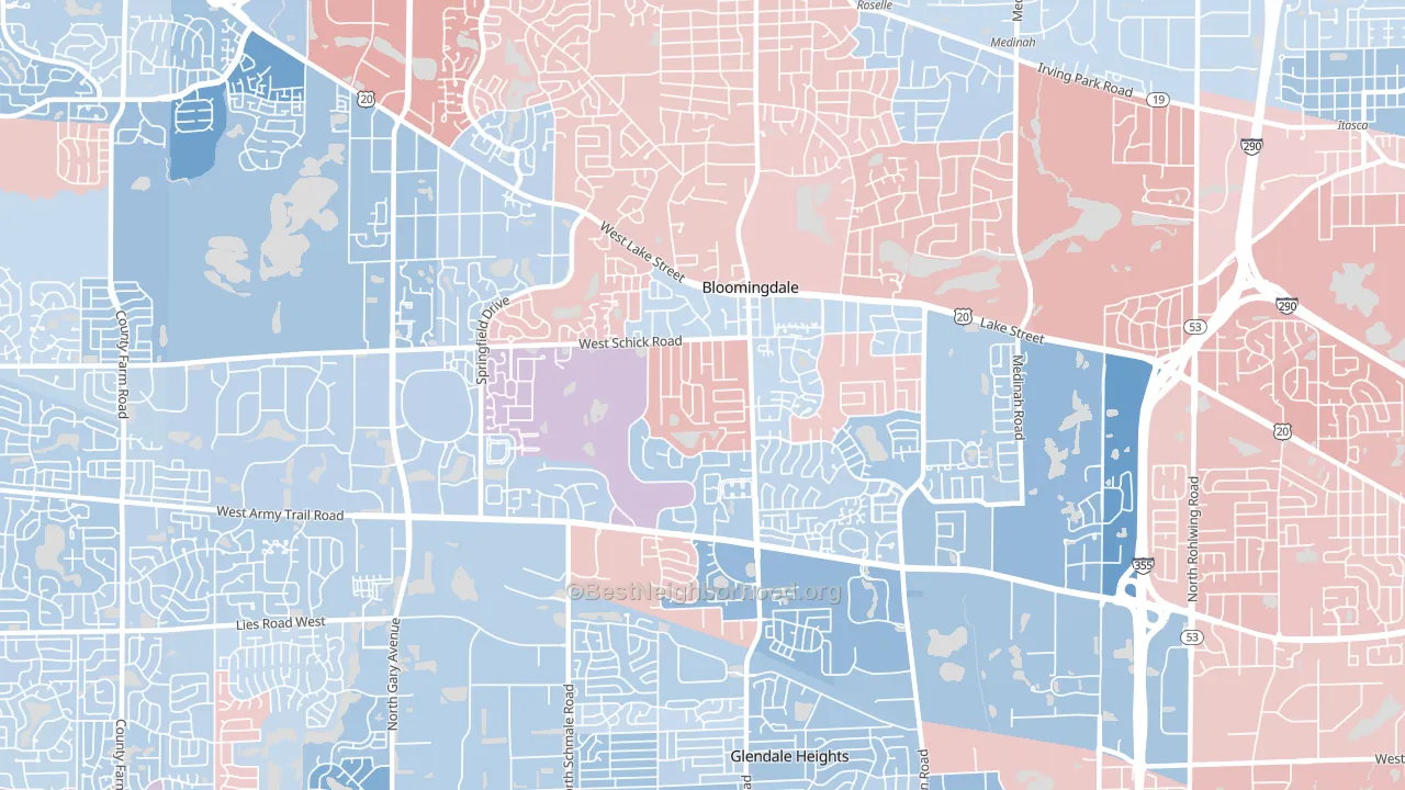 Bloomingdale, IL block-group political-lean map