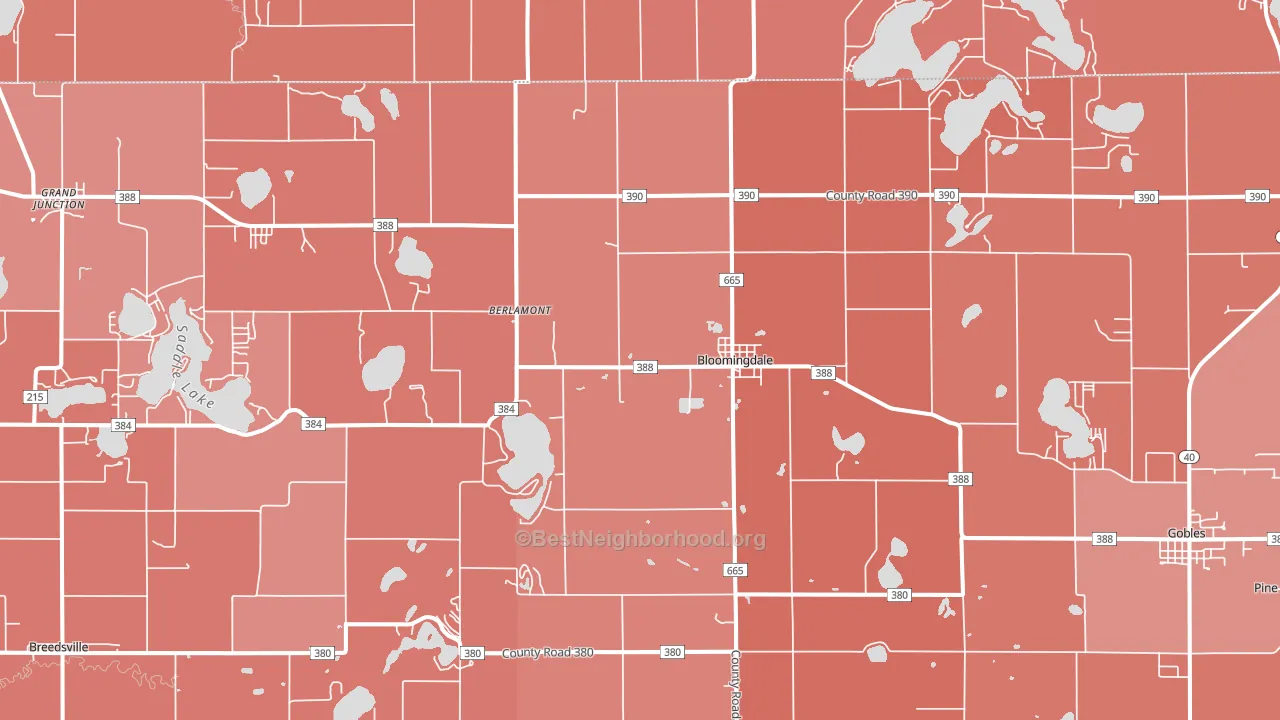 Bloomingdale, MI block-group political-lean map