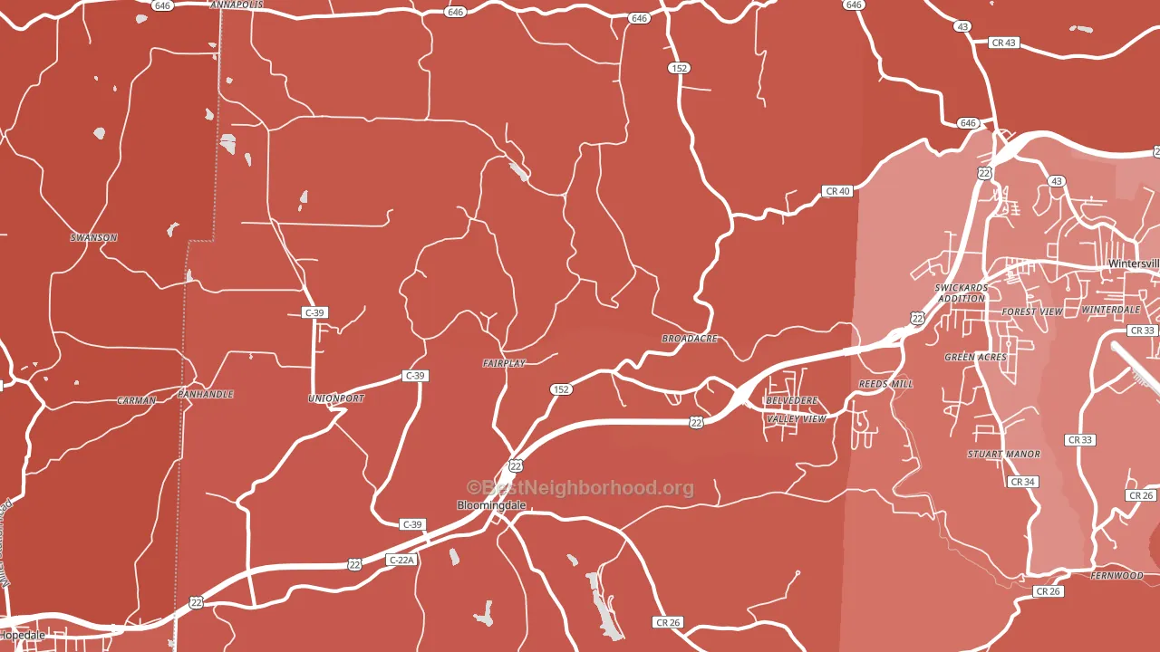 Bloomingdale, OH block-group political-lean map