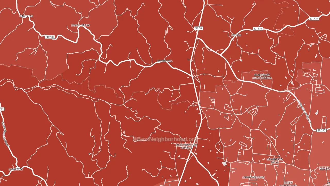 Bloomington Springs, TN block-group political-lean map