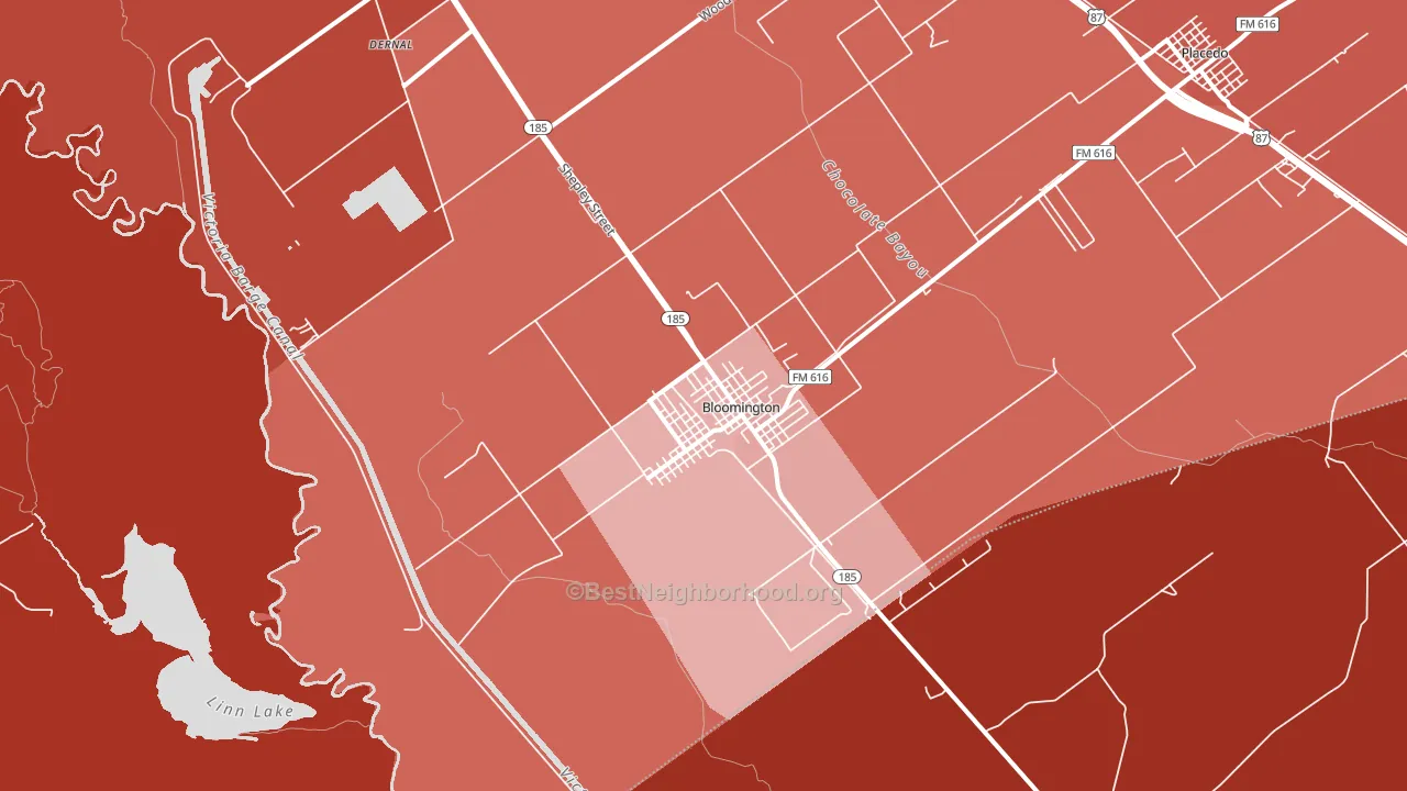 Bloomington, TX block-group political-lean map