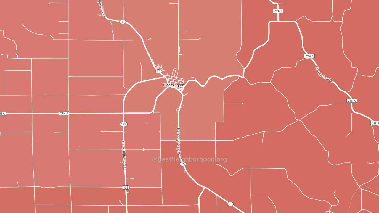 Bloomington, WI block-group political-lean map