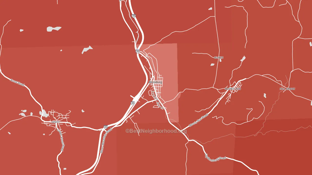 Blossburg, PA block-group political-lean map