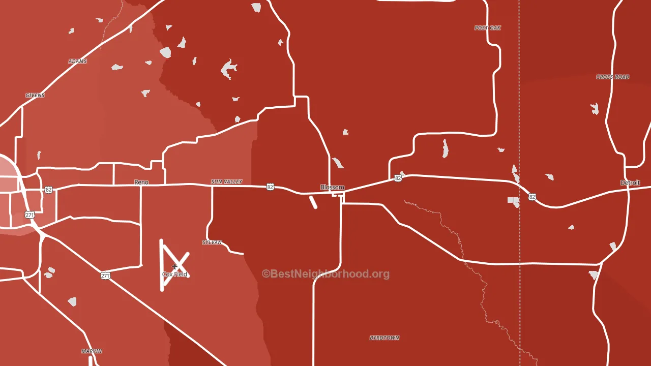 Blossom, TX block-group political-lean map