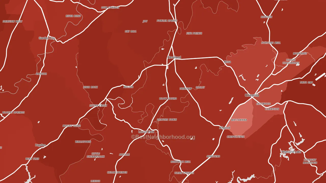 Blount County, AL block-group political-lean map