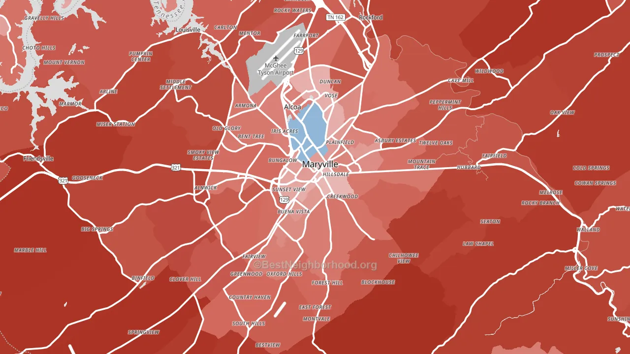 Blount County, TN block-group political-lean map