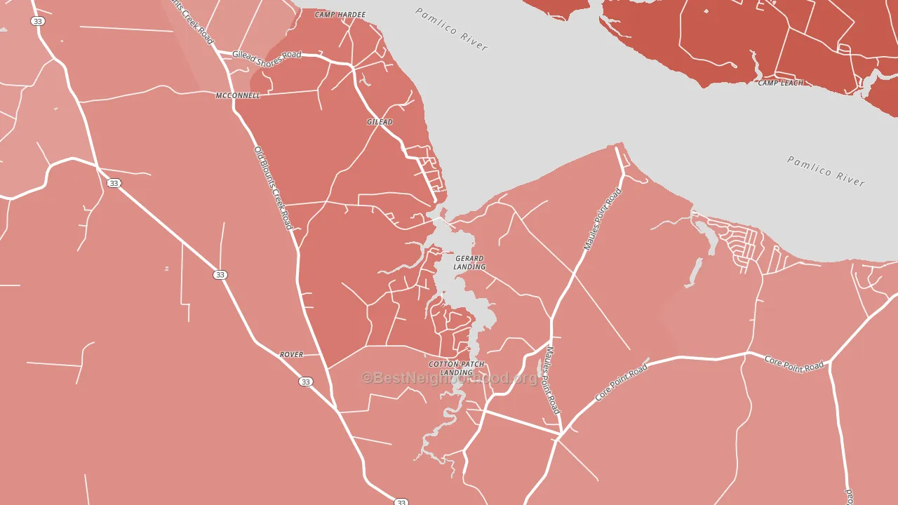 Blounts Creek, NC block-group political-lean map