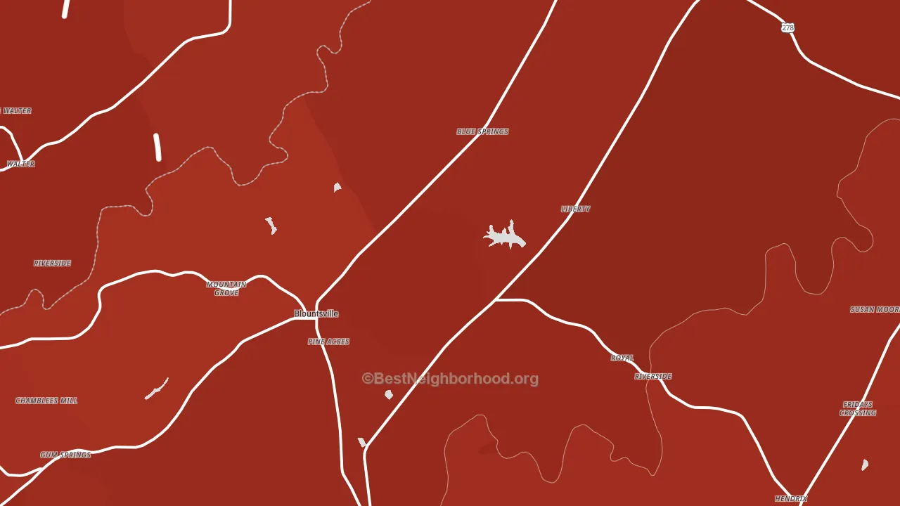 Blountsville, AL block-group political-lean map