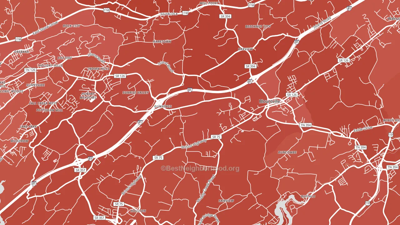 Blountville, TN block-group political-lean map