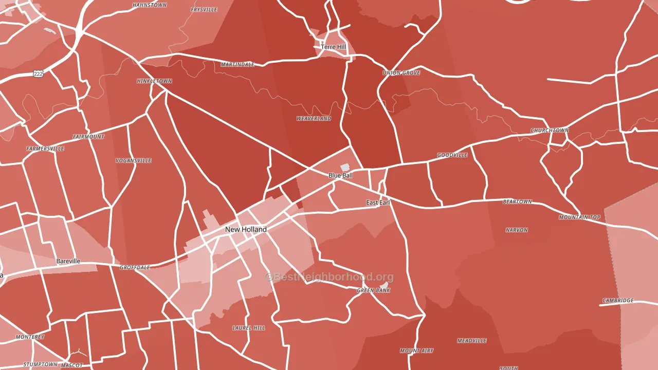Blue Ball, PA block-group political-lean map