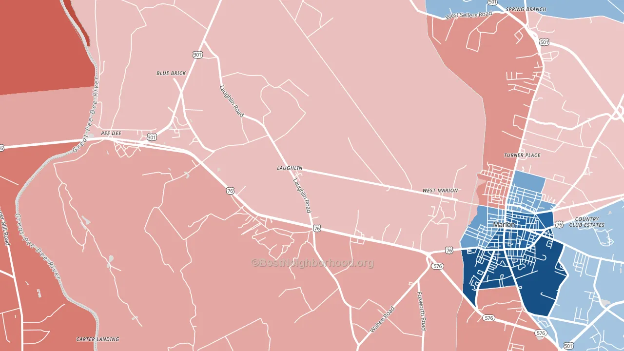 Blue Brick, SC block-group political-lean map