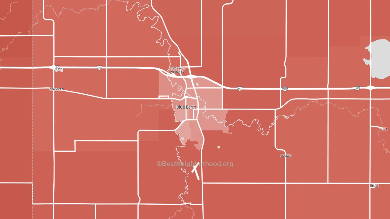 Blue Earth, MN block-group political-lean map