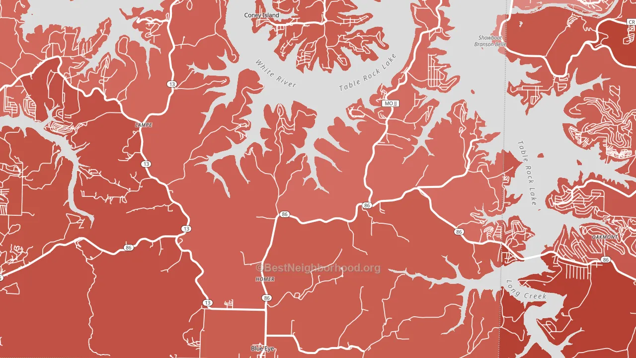 Blue Eye, MO block-group political-lean map