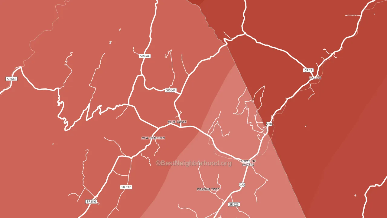 Blue Grass, VA block-group political-lean map