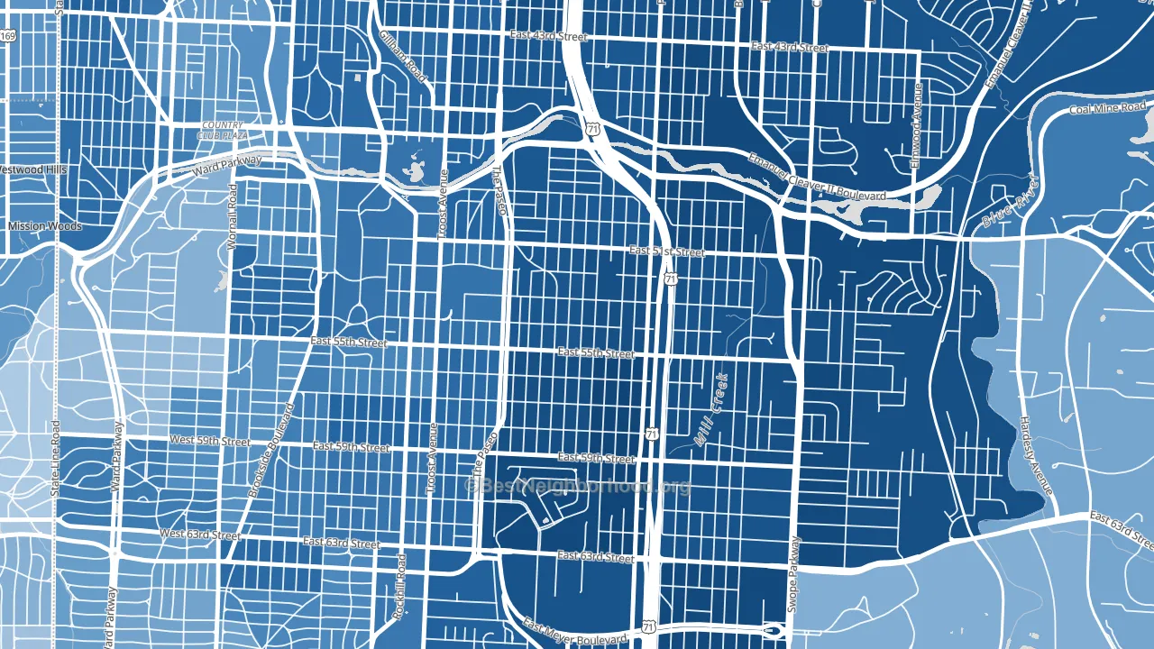 Blue Hills, Kansas City, MO block-group political-lean map