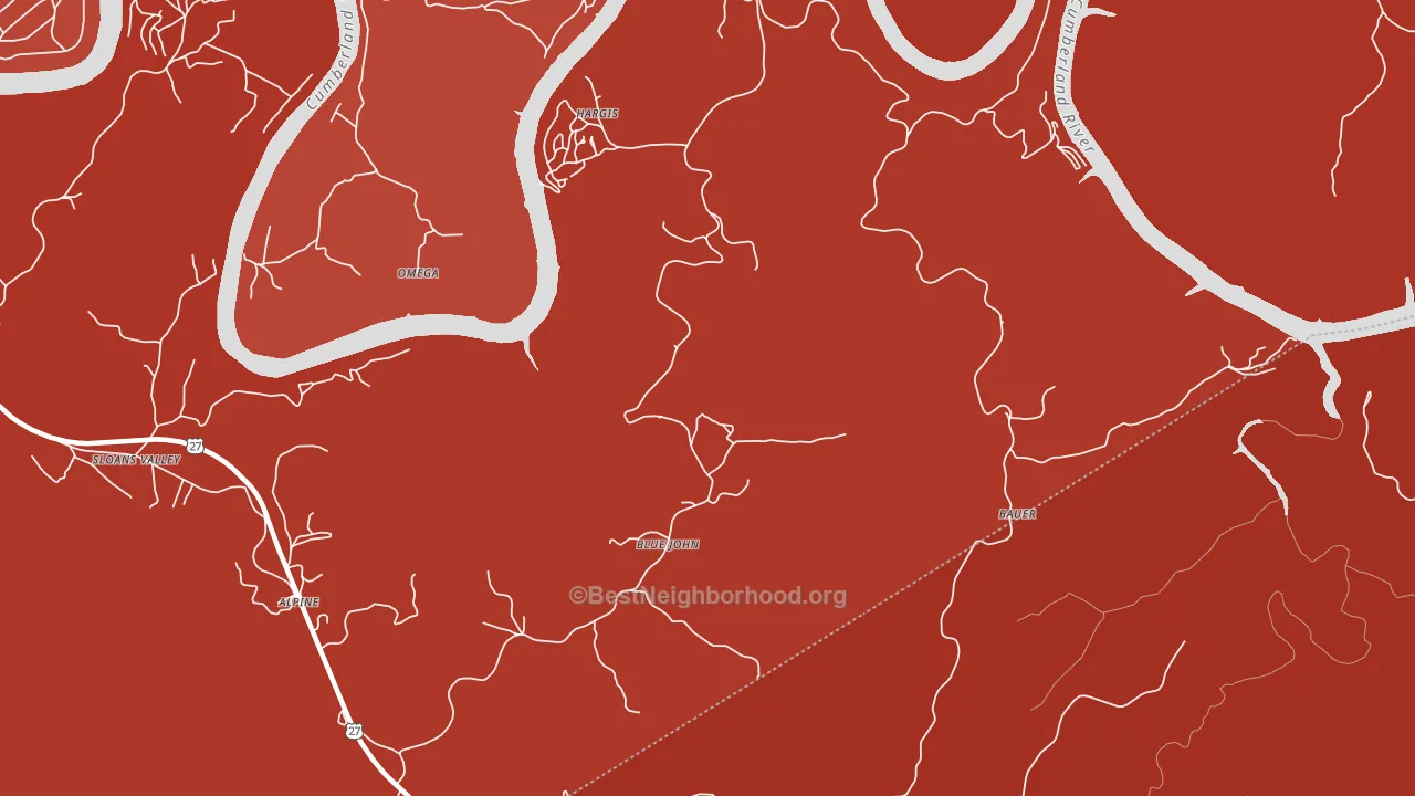 Blue John, KY block-group political-lean map