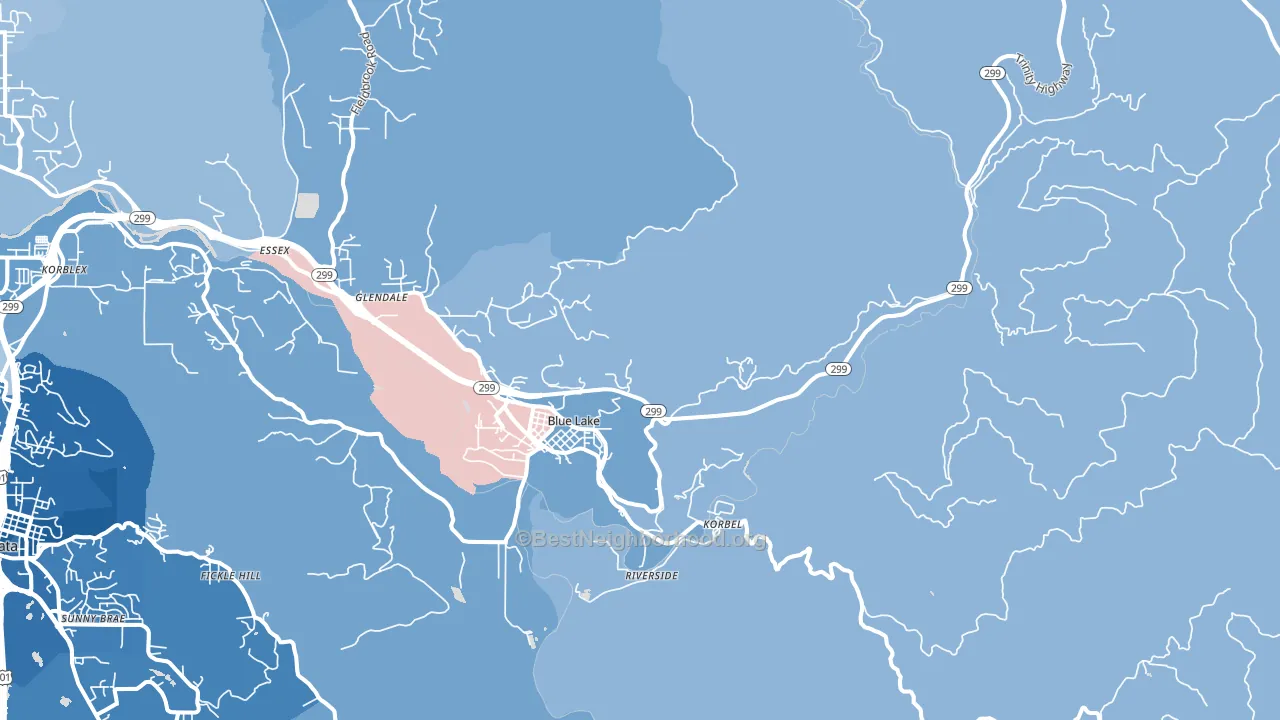 Blue Lake, CA block-group political-lean map