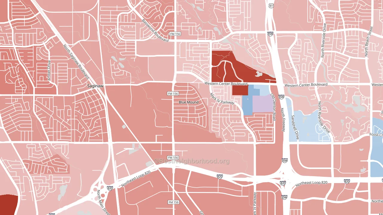 Blue Mound, TX block-group political-lean map