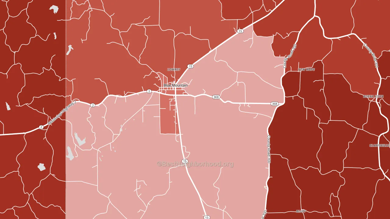 Blue Mountain, MS block-group political-lean map