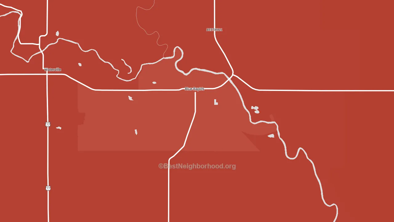 Blue Rapids, KS block-group political-lean map