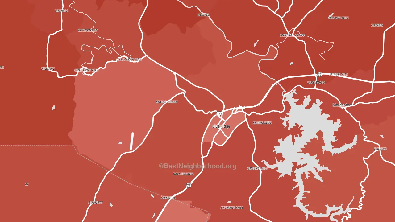 Blue Ridge, GA block-group political-lean map